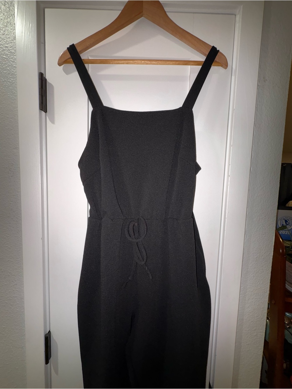 Black Tank Top Jumpsuit with Waist Tie